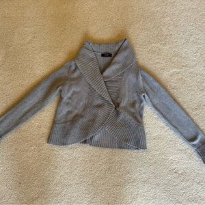 Chaps Gray Shrug Sweater with Shawl Collar